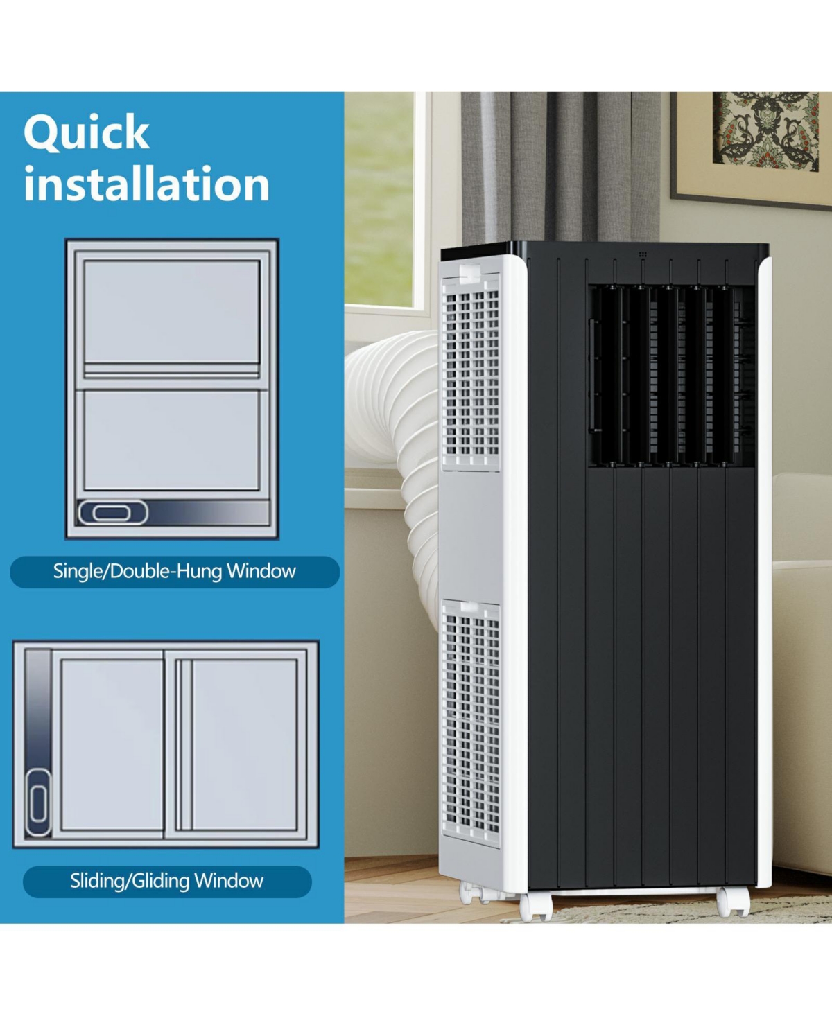 Xo 3-in-1 8000 Btu Portable Air Conditioner with Cooling, Dehumidifier and Fan, Quiet Operation, Cools Up to 350 Sq.Ft.