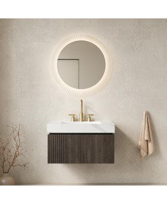 30 Inch Bathroom Vanity with Carrara Sintered Stone Top, Ceramic Undermount Sink, Soft Close Cabinet, Pre-assembled