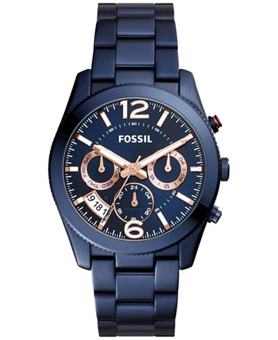 Fossil Women's Perfect Boyfriend Blue Stainless Steel Bracelet Watch ...