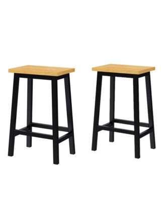Set of 2 25.6 Inch Counter Height Solid Wood Farmhouse Bar Stools
