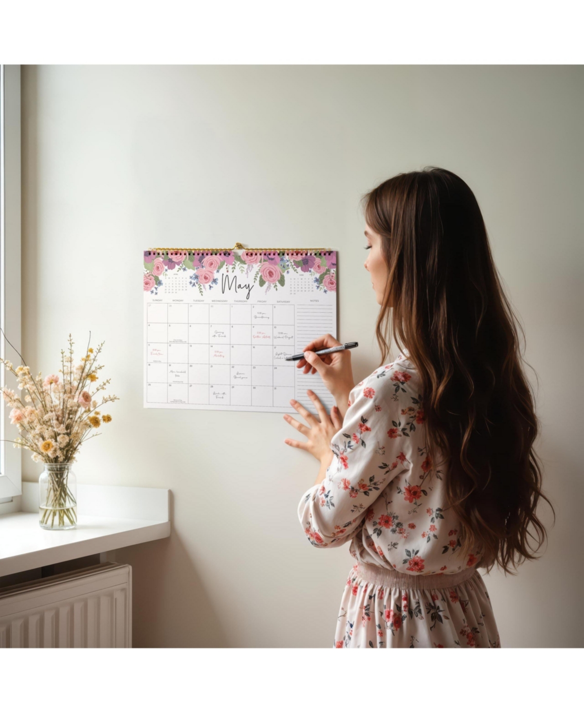 Gnuadz 2026-2027 Wall Calendar 18 Month Floral Hanging Hook
