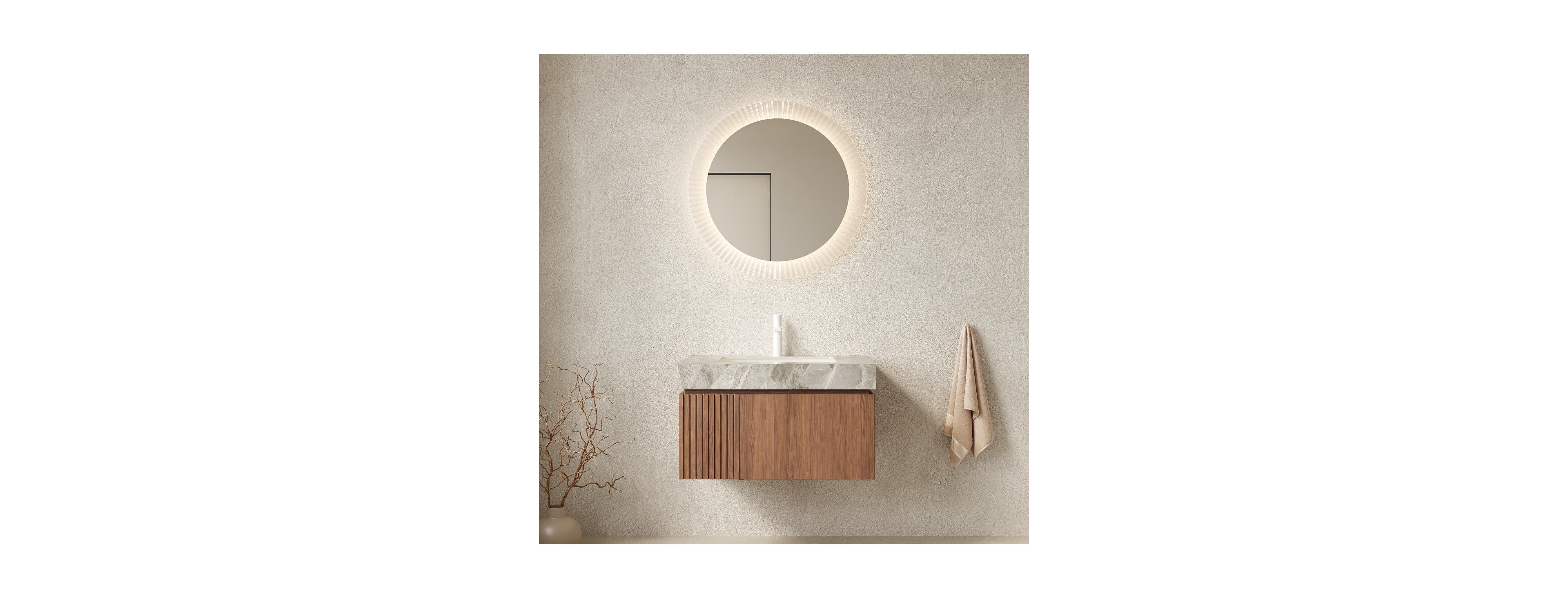 Sillysis Wall Mounted Bathroom Vanity, Luxury Sintered Stone Countertop, Undermount Ceramic Sink, Soft Close Storage Cabinet