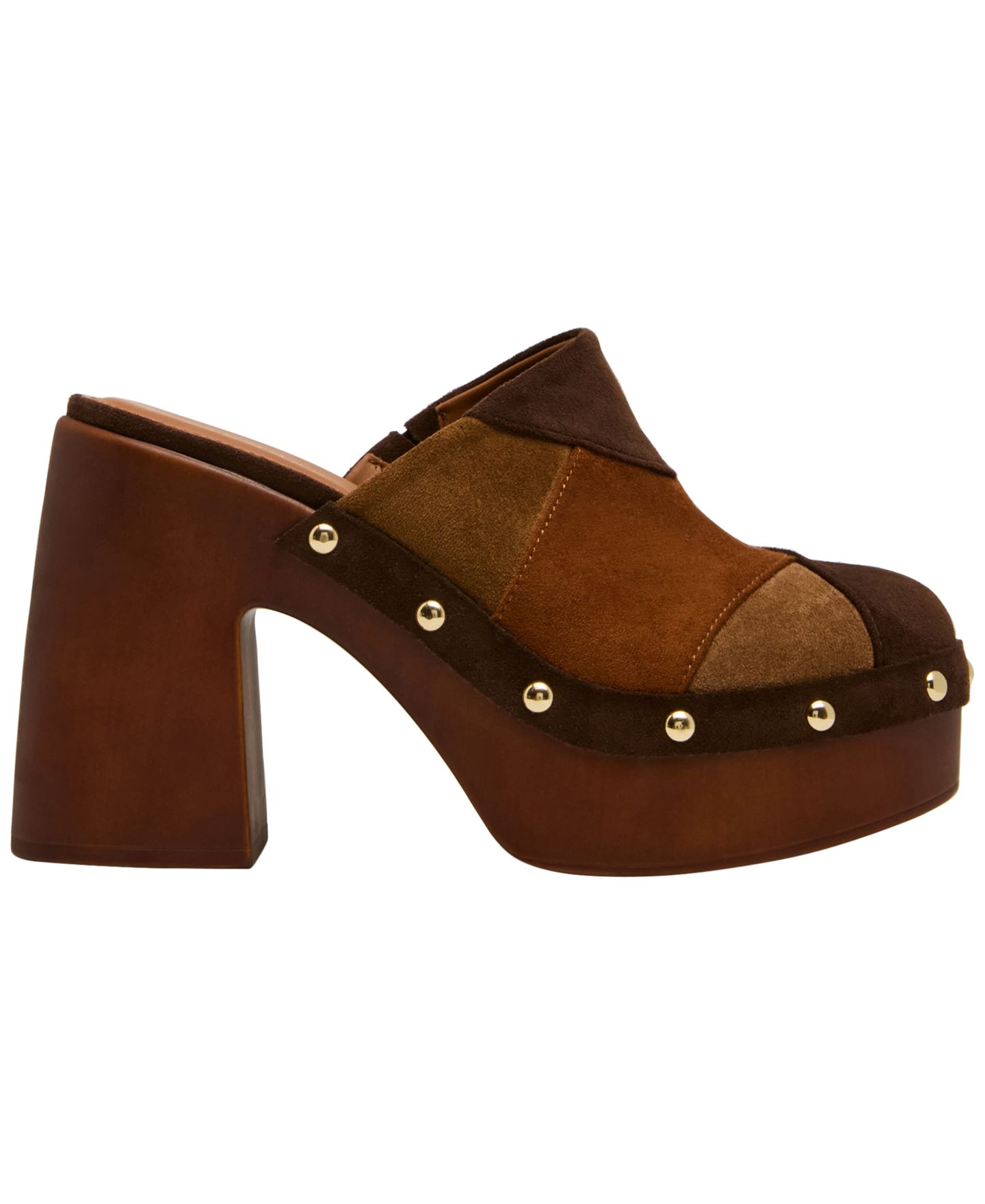 Женские сабо Madden Girl Austin-P Patch Studded Wooden Platform Mule, цвет: Коричневый разноцветный — фото 2