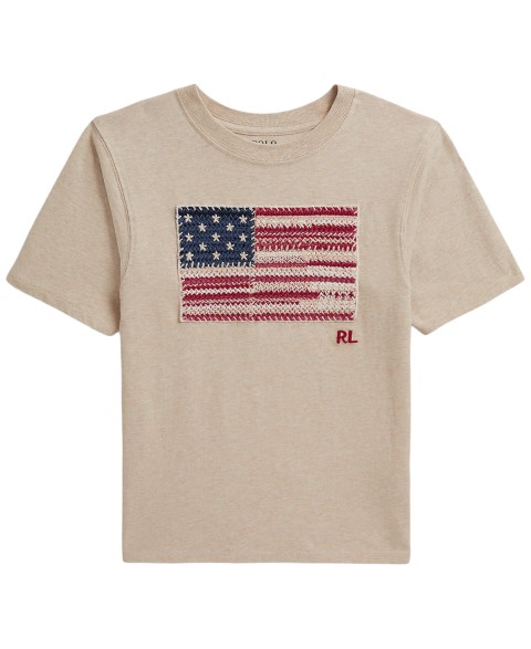 Детские Polo Ralph Lauren Girls' 7-16 Flag Short-Sleeve Jersey T-Shirt