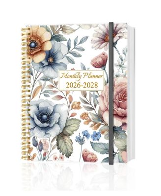 2026-2028 Monthly Planner 36 Month Calendar Flexible Cover Inner Pocket Home School Office Colorful Large Flower