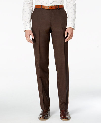 Bar III Men's Slim-Fit Brown Mini-Check Dress Pants, Created for Macy's ...