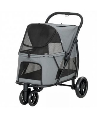 3 Wheel Cat Stroller with Easy One-Click Fold, Mesh Window, Washable Pad