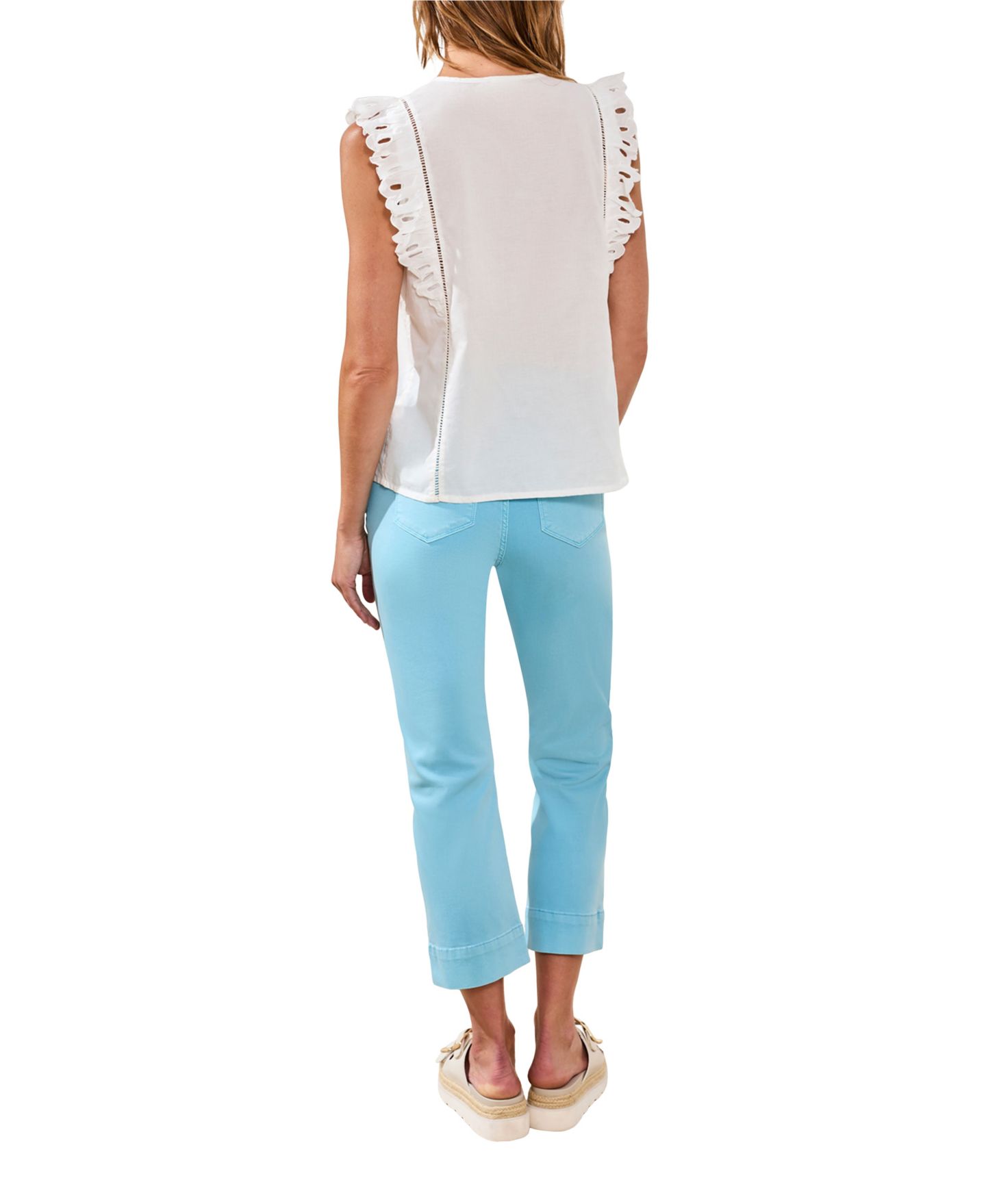 Женский топ TRIBAL Poplin V-Neck with Embroidery, цвет: Океанский жемчужный — фото 4