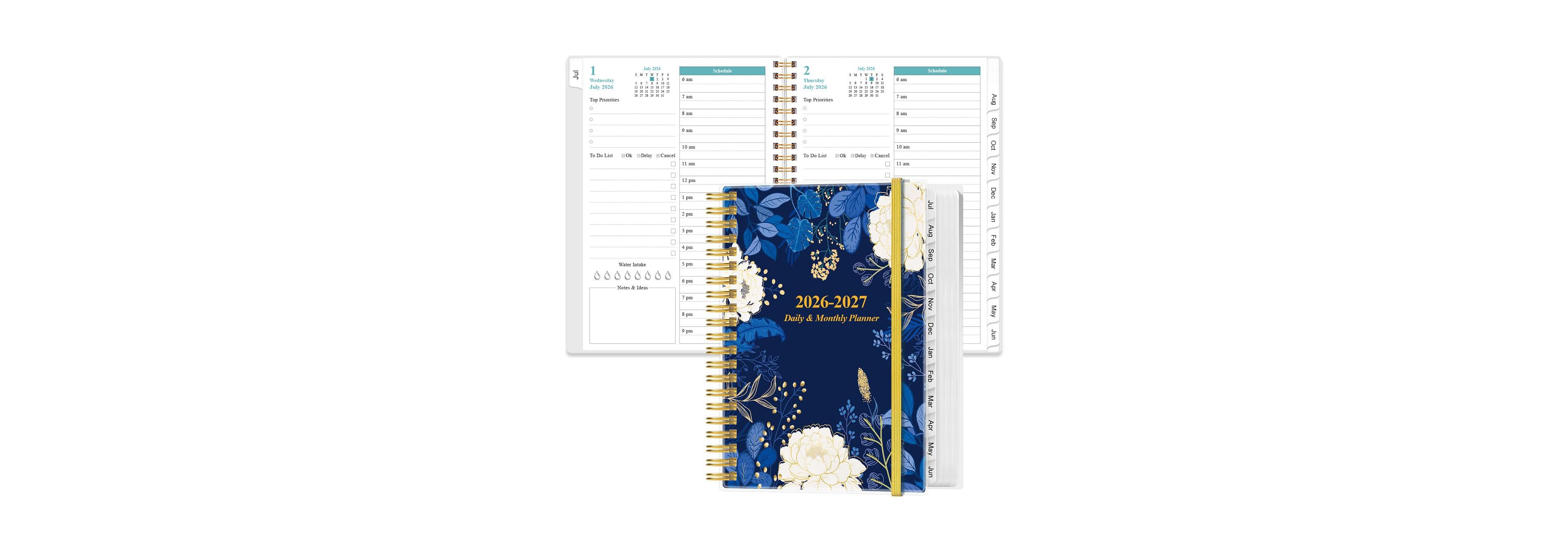 Gnuadz 2026-2027 Daily Monthly Planner 12 Tabs July-June