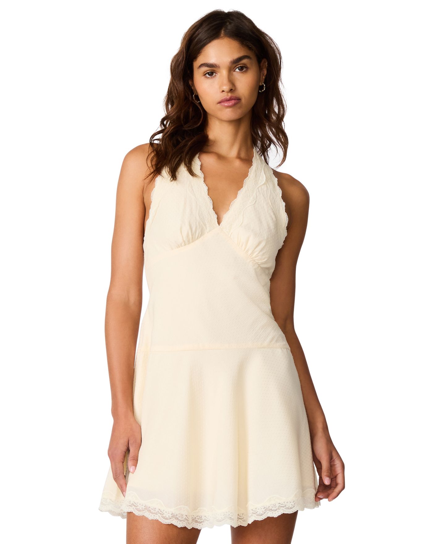 Женское платье Steve Madden Liza Sleeveless Halter V-Neck Fit & Flare, цвет: Берёзовый белый — фото 2