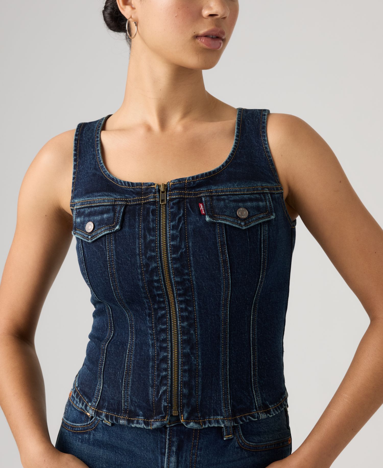 Premium Women's Vintage-Like Front-Zip Vest