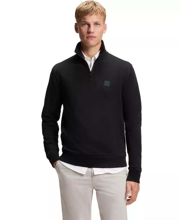 Men's Cotton-Terry Zip-Collar Regular-Fit Sweatshirt