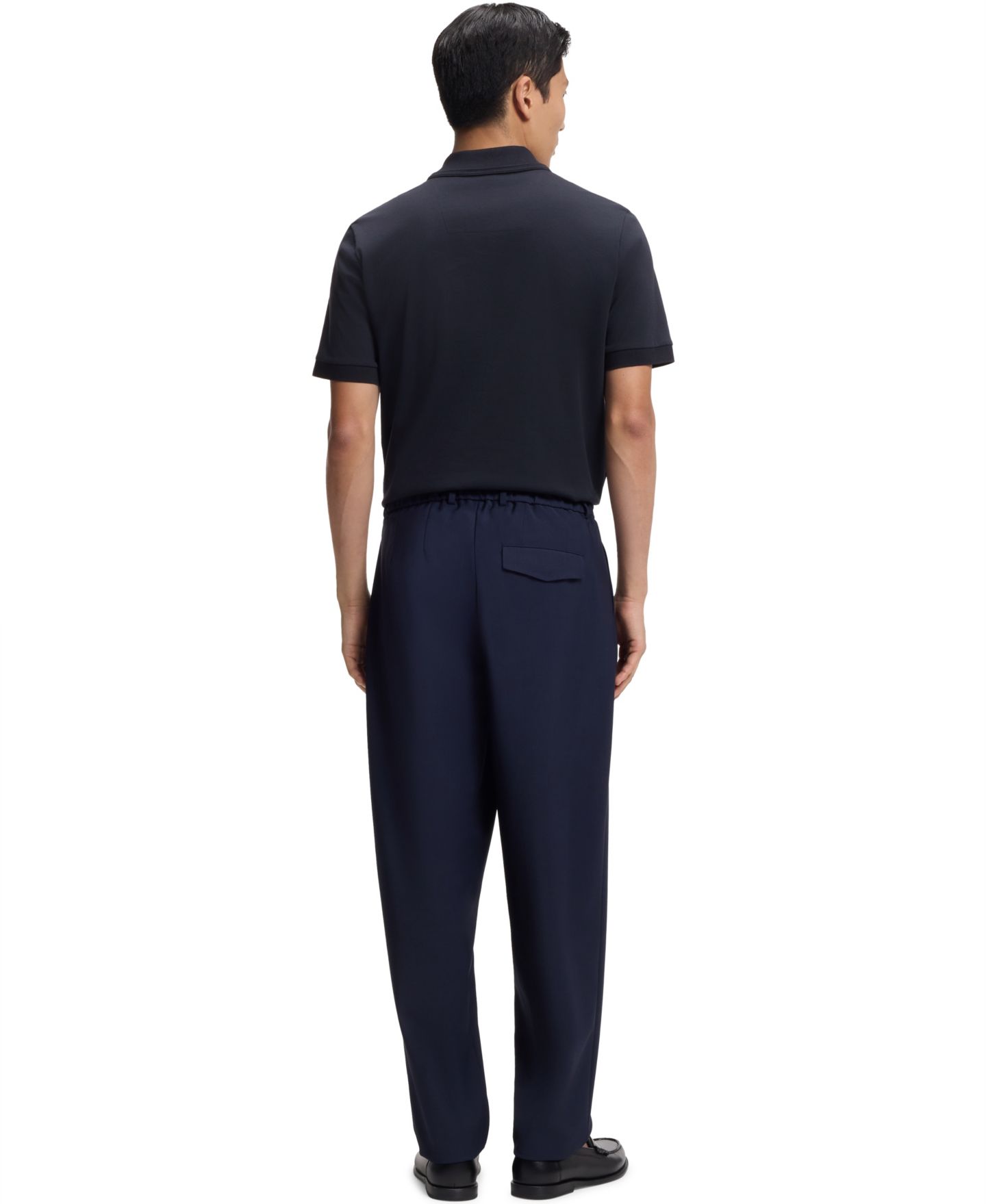 Мужское поло Hugo Boss Monogram Under Placket Cotton-Blend Polo Shirt, цвет: Тёмный синий — фото 2