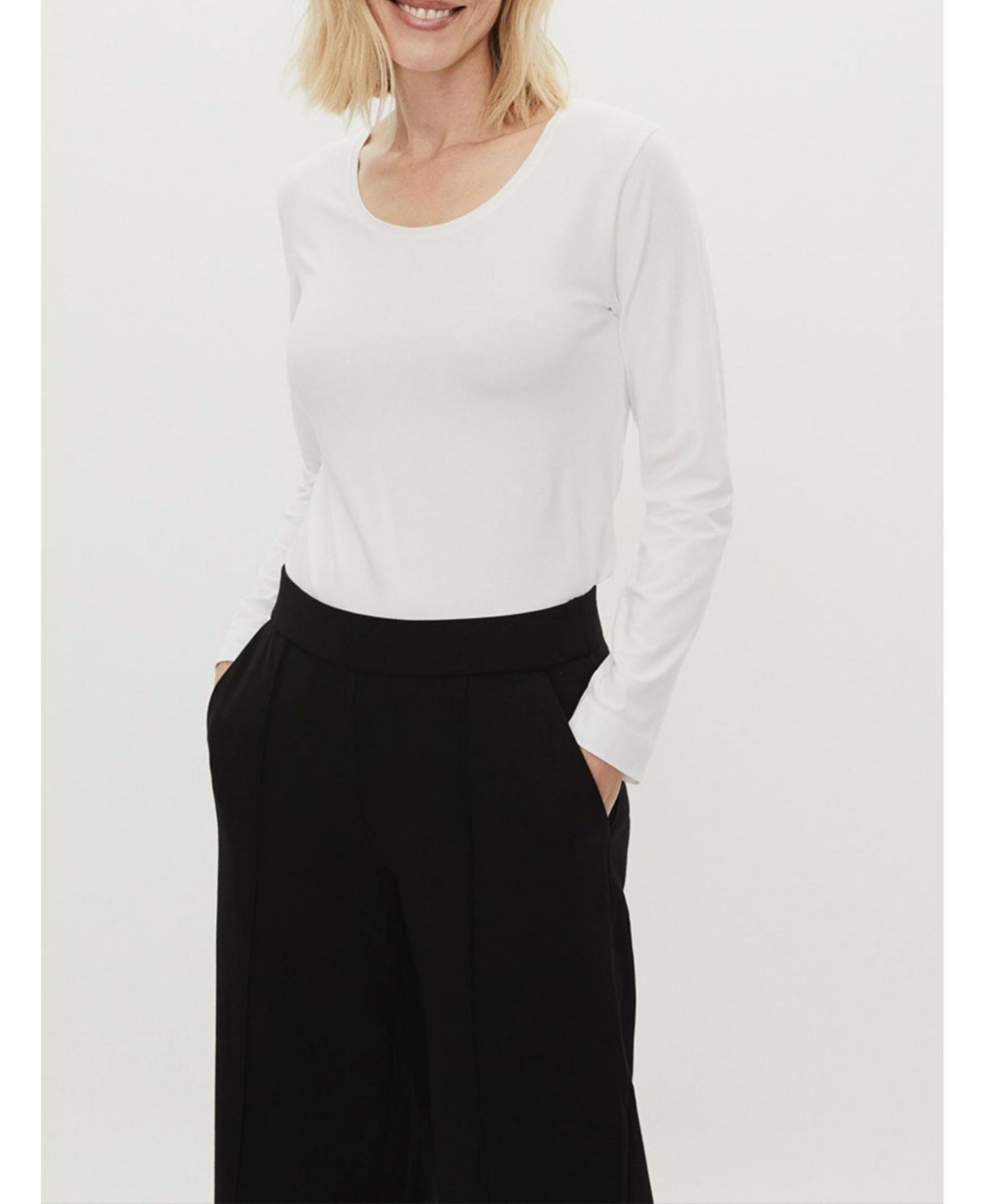 Женские брюки Masai Copenhagen Mid-Rise Cropped Wide-Leg, цвет: Чёрный — фото 5