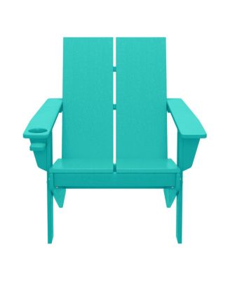 Outdoor HDPE Modern Adirondack Chair with Cup Holder
