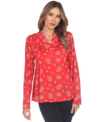 Women's Printed Long-Sleeve Button-Front Top