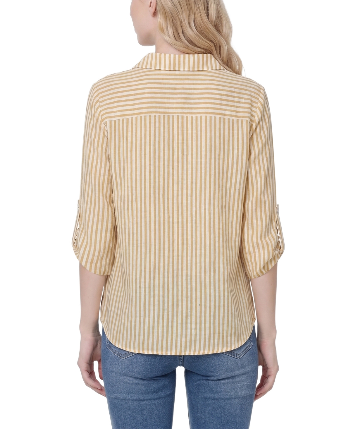 Ny Collection Petite 3/4 Sleeve Roll Tab Blouse