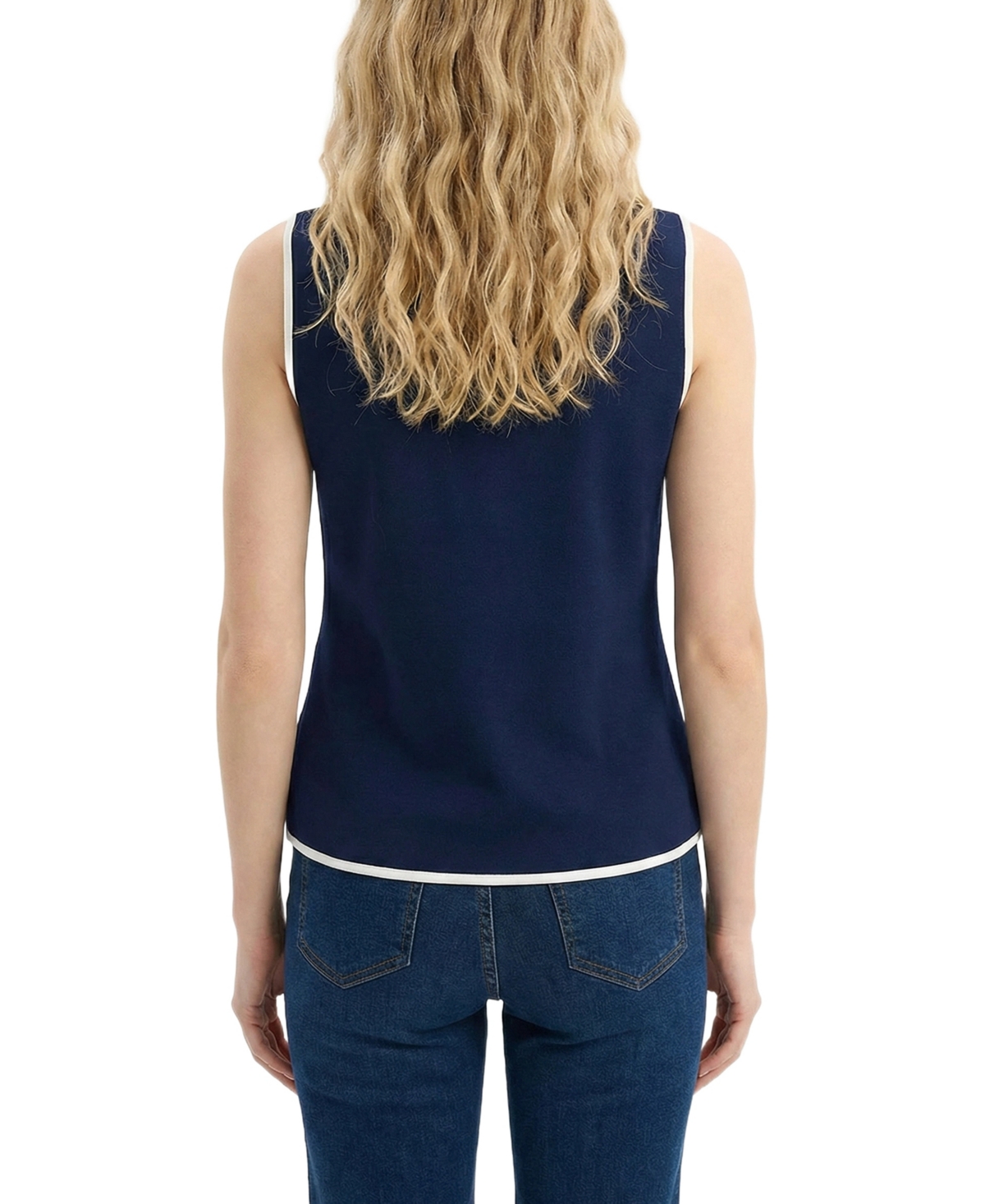 Ny Collection Petite Sleeveless Contrast-Edged Vest