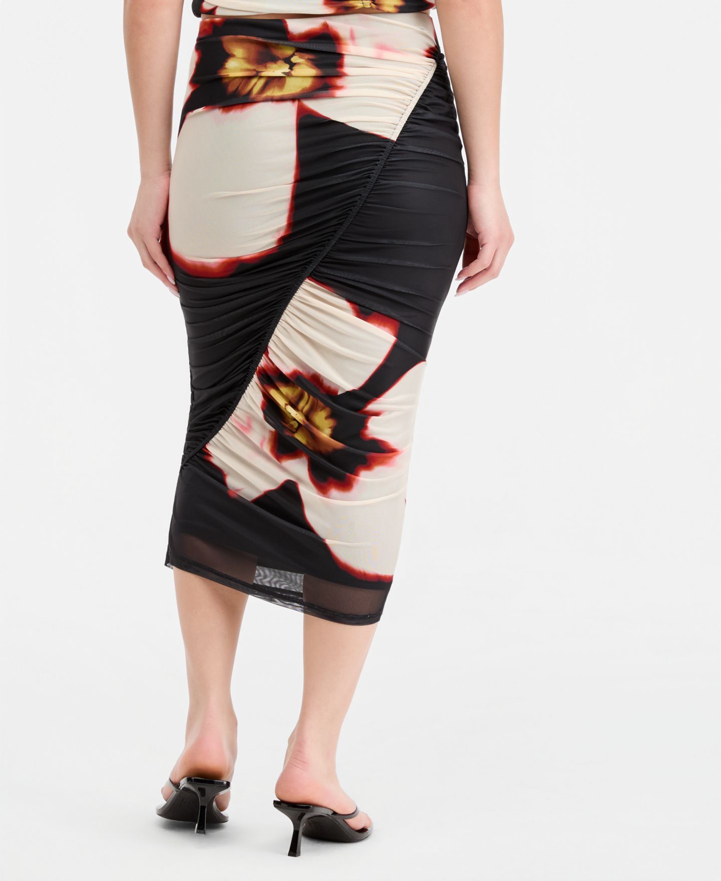 Женская юбка Bar III Plaid Mesh Ruched Bodycon Midi, цвет: С принтом — фото 4