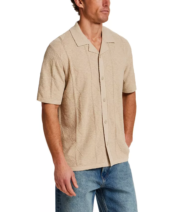 Men's Short-Sleeve Vertical Diamond Slub Shirt - thumbnail 6