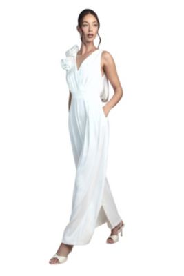 Women's Corsage Cowl Back Bridal Jumpsuit