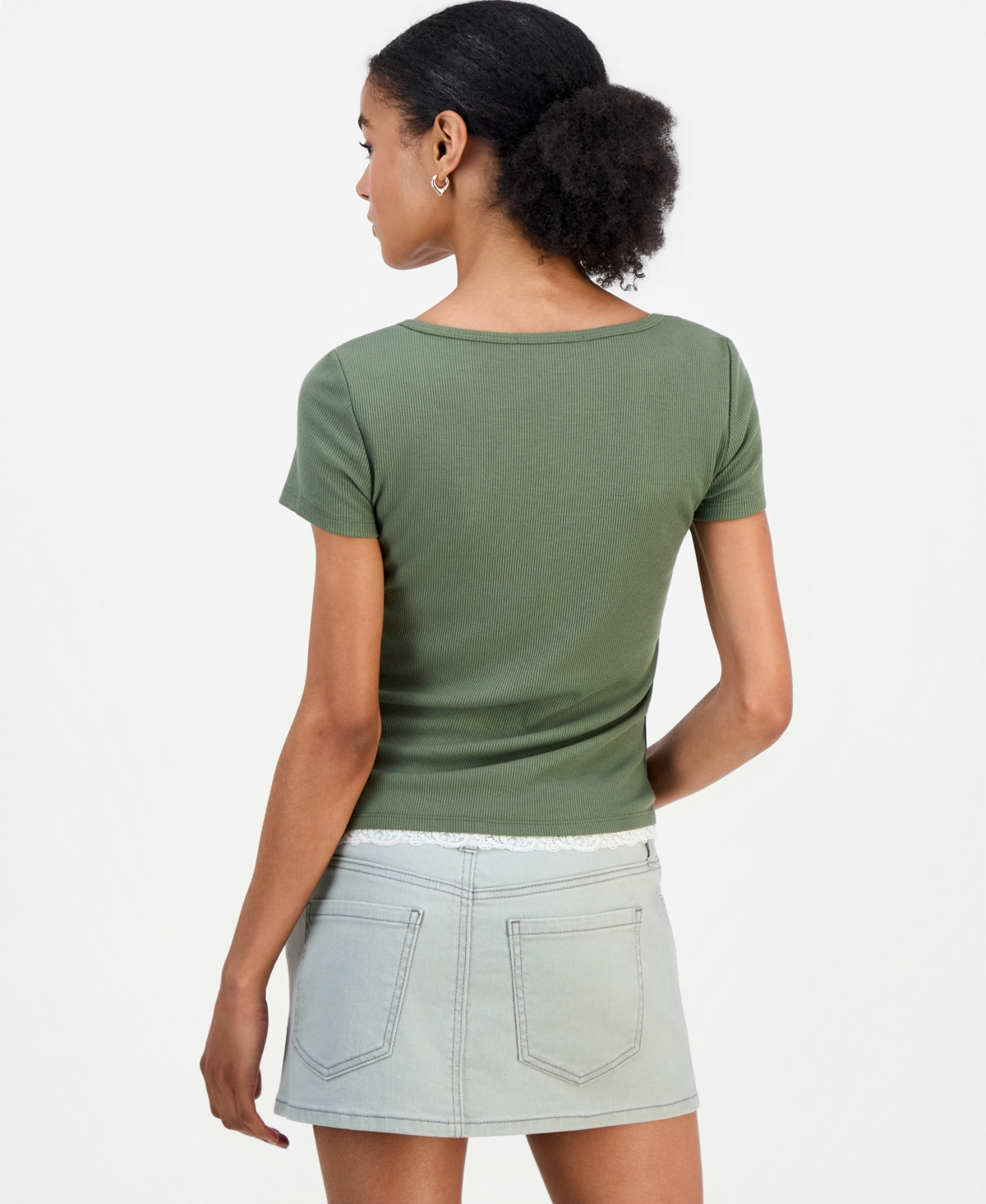 Hippie Rose Juniors' Layered-Look Short-Sleeve Henley