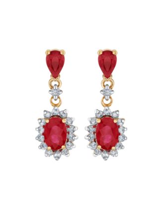 Ruby (1-7/8 ct. t.w.) & Diamond (1/3 ct. t.w.) Drop Earrings in 14k Yellow Gold
