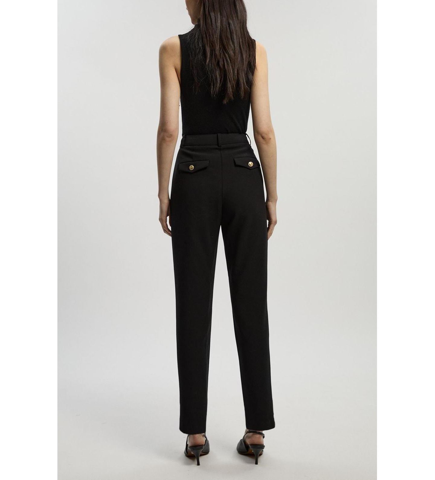 Женские брюки Karen Millen Petite Military Straight Leg Trousers, цвет: Чёрный — фото 7