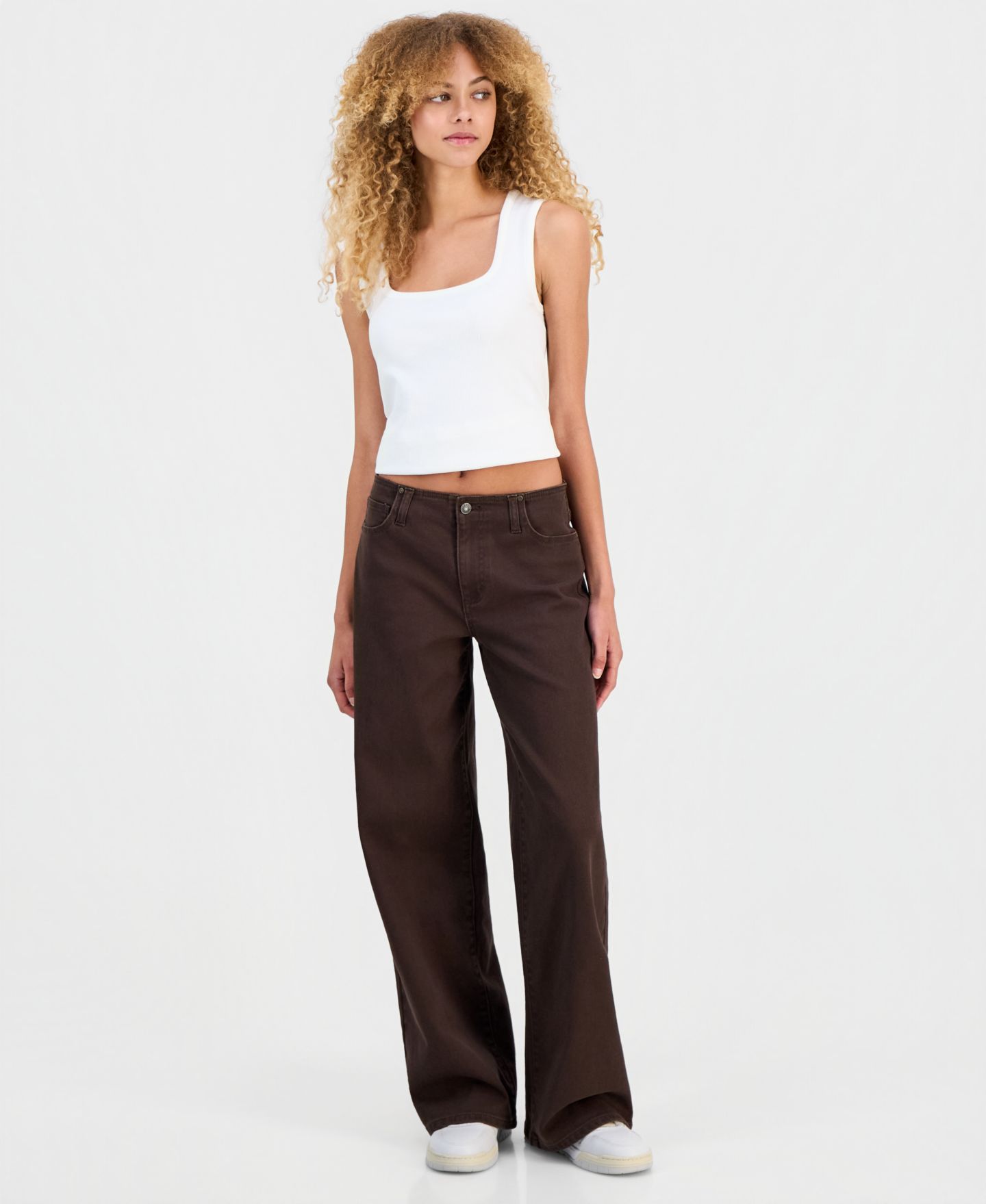 Женские джинсы Celebrity Pink Juniors' No-Waist Mid-Rise Baggy, цвет: Коричневый — фото 6