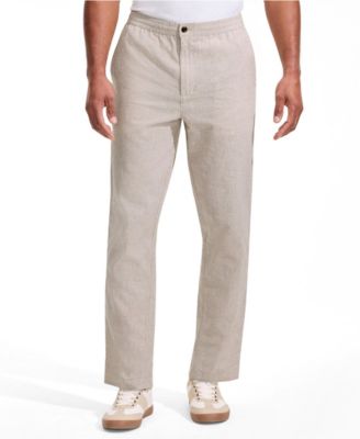 Men's Linen Cotton Elastic Waist Pant