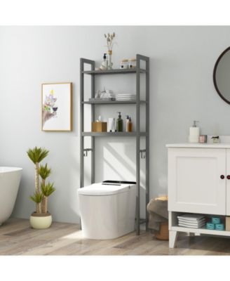 Over The bath fixture Storage Shelf Space Saving Metal Bathroom Organizer with Hooks