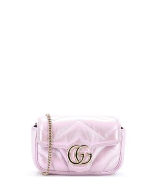 Super Mini GG Marmont Flap Bag Chevron Iridescent Leather