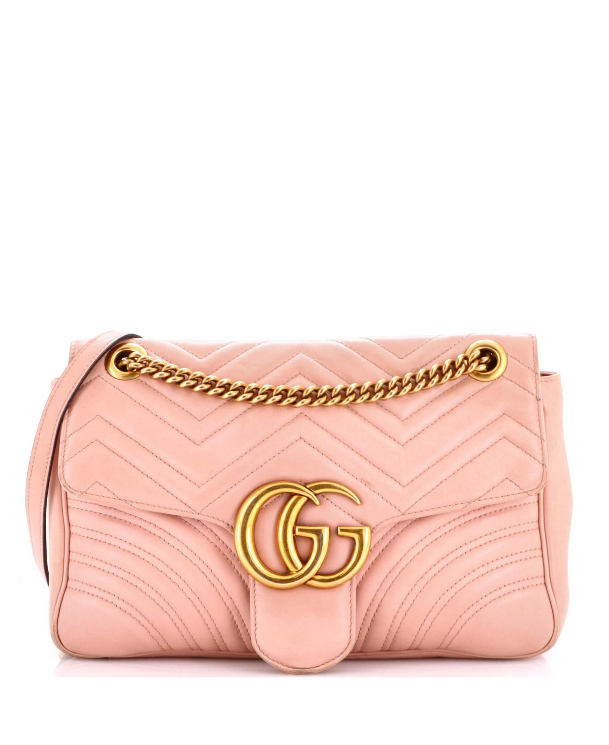Pre-Owned Gucci Medium Gg Marmont Flap Bag Matelasse Leather - Pink