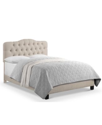 Low Profile Upholstered Bed Button Tufted Bed Frame with Solid Wood Structure and Plush Padding