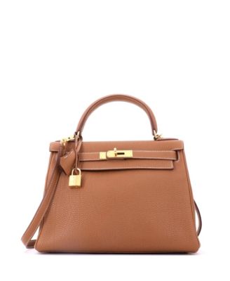 Kelly 28 Handbag Brown Togo with Gold Hardware