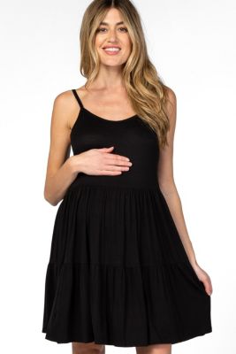 Women's Black Tiered Tank Dress