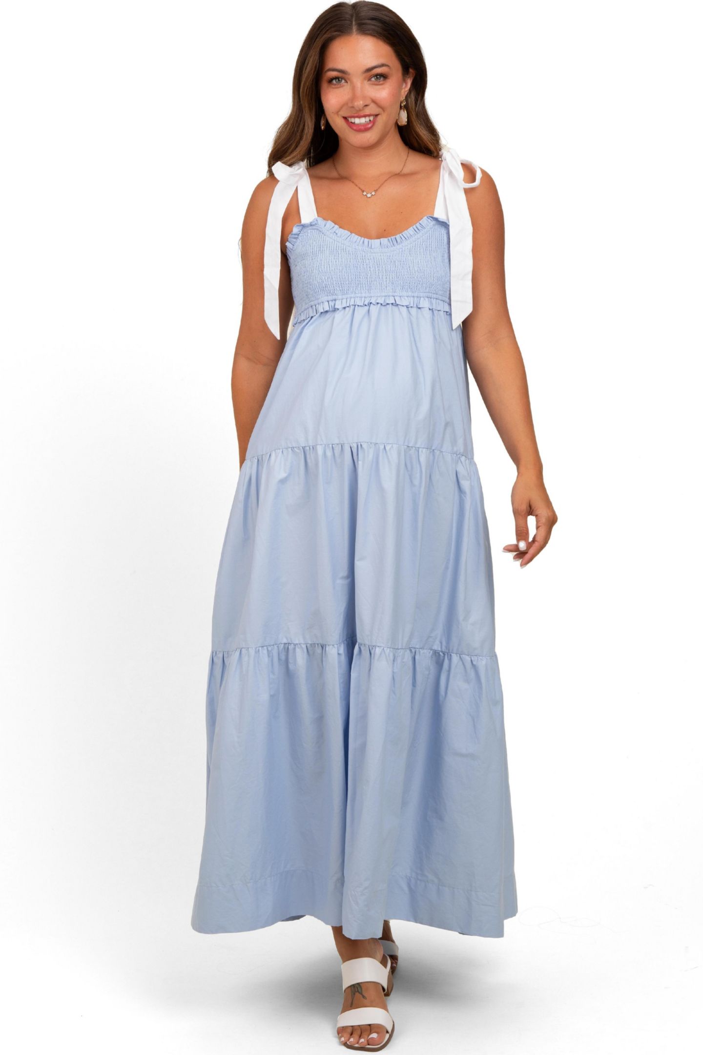 Женское платье Pinkblush Light Blue Contrast Shoulder Straps Maxi, цвет: Светлый синий — фото 2