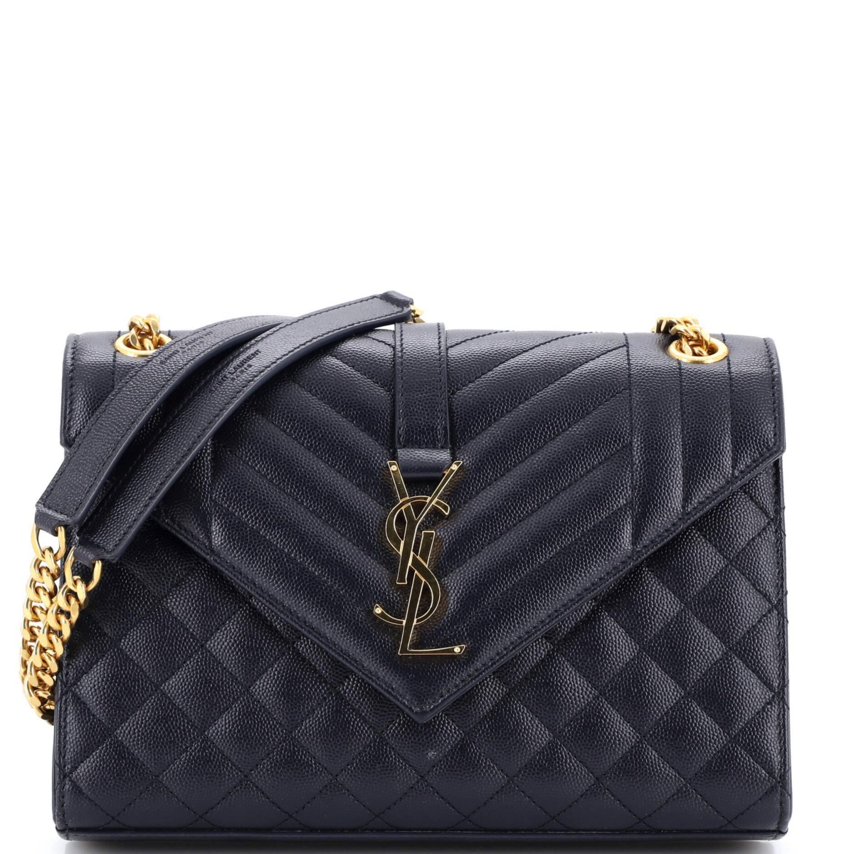 Pre-Owned Saint Laurent Medium Classic Monogram Envelope Satchel Mixed Matelasse Leather