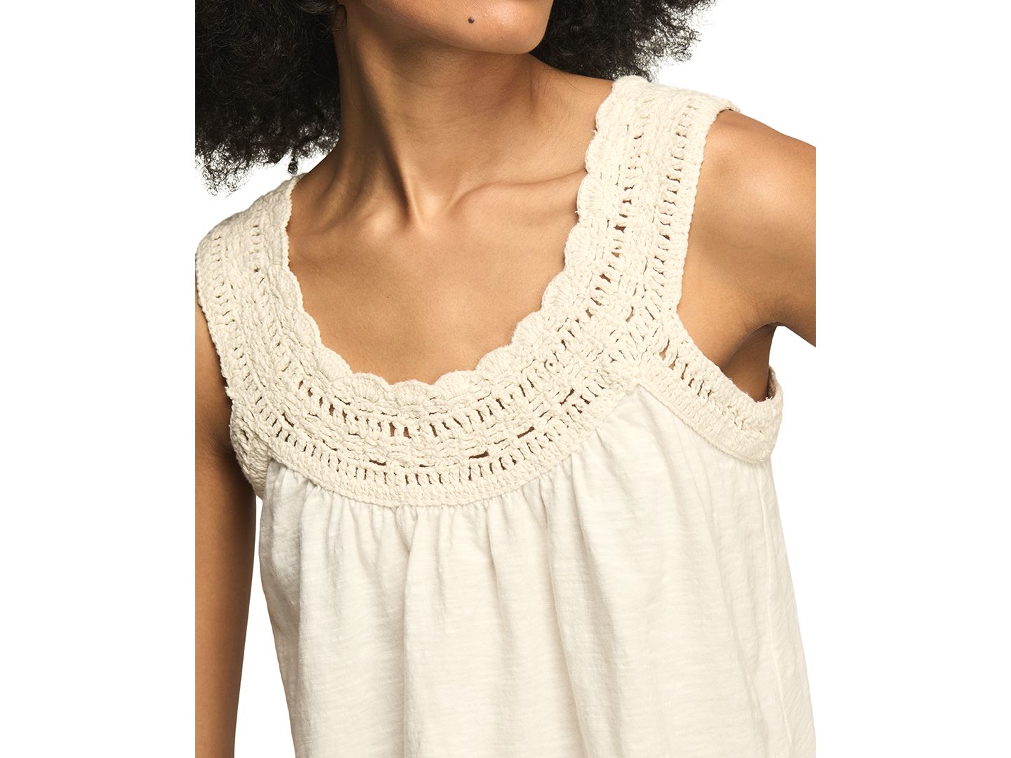 Женский топ Lucky Brand Crochet Trim Scoop Neck Swing Tank Top, цвет: Gardenia — фото 4