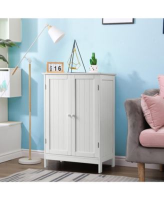 Bathroom Floor Storage Cabinet with Double Doors Cupboard Organizer