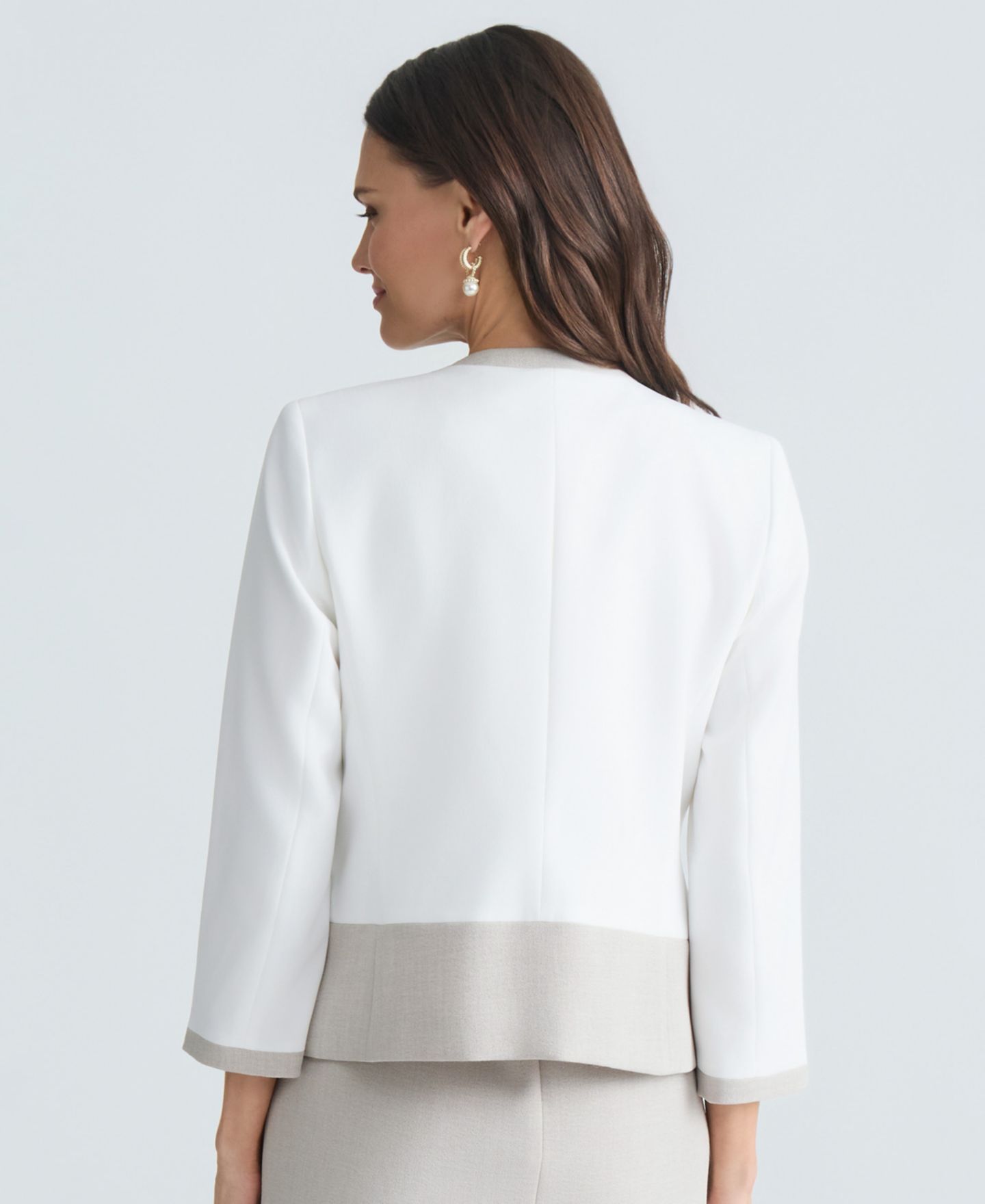 Женский пиджак Kasper 3/4-Sleeve Open-Front Color Block Blazer, Regular & Petite, цвет: Белый — фото 7