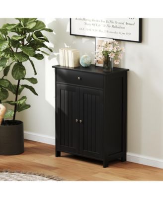 Bathroom Floor Storage Cabinet Freestanding Organizer with Two Doors