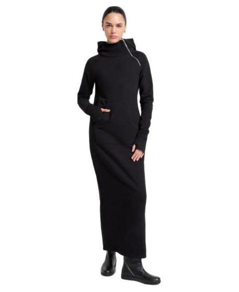 Женское платье Marcella Tompkins Side-Slit Hooded Sweatshirt Midi, цвет: Чёрный