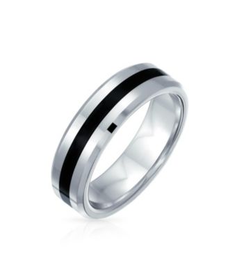 Two Tone Stripe Couples Titanium Band Rings Comfort Fit