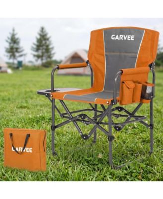 1 Pack Oversized Heavy Duty Camping Directors Chair, Portable Folding Lawn Chair for Beach, Fishing, Picnic, Orange