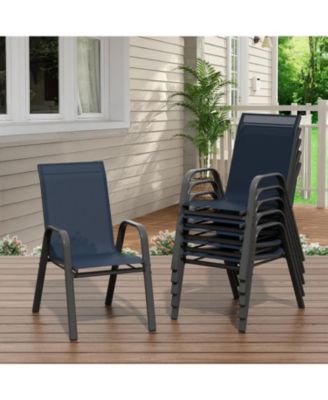 Set of 6 Outdoor Stackable Patio Chairs with High Back for Backyard Poolside Garden Balcony
