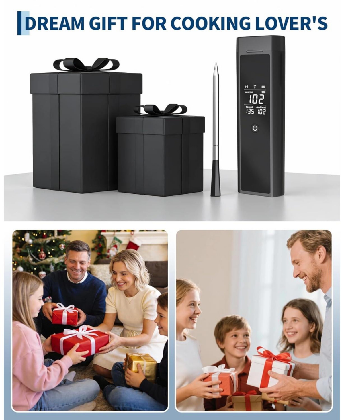 Xo Wireless Meat Thermometer, Bluetooth Single Probe, 820 ft Range, App Control for Grill Smoker