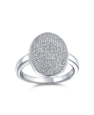 Holiday Party Cubic Zirconia Oval Pave Dome CZ Prom Fashion Statement Ring