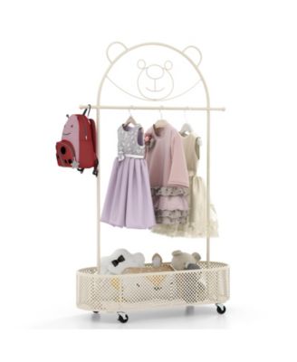Adjustable Kids Clothing Rack with Heights and Wheels