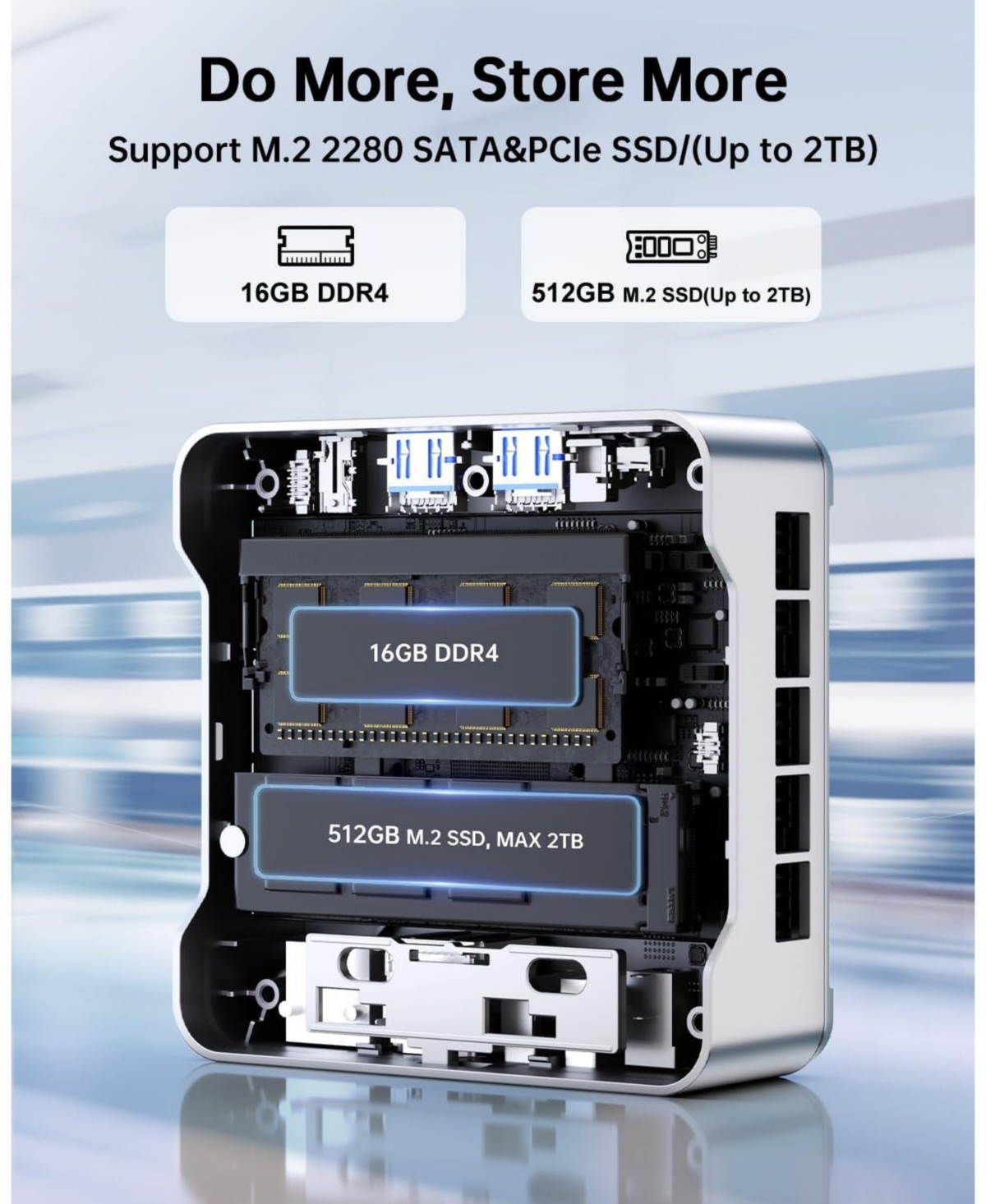 Kamrui Essenx E2 Mini Pc, Intel Twin Lake N150 16GB DDR4 512GB Ssd, Dual 4K, Gigabit/WiFi/Bt Office/Home/Business